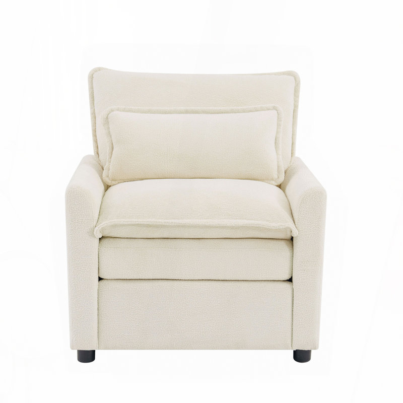 Fauteuil d'appoint rembourré moelleux 31,9 po Modern, Beige