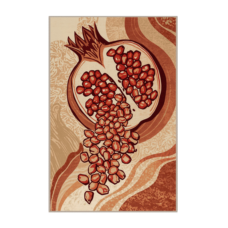 Tapis chic et luxueux lavable à la machine Templeton Pomegranate, 5 x 8