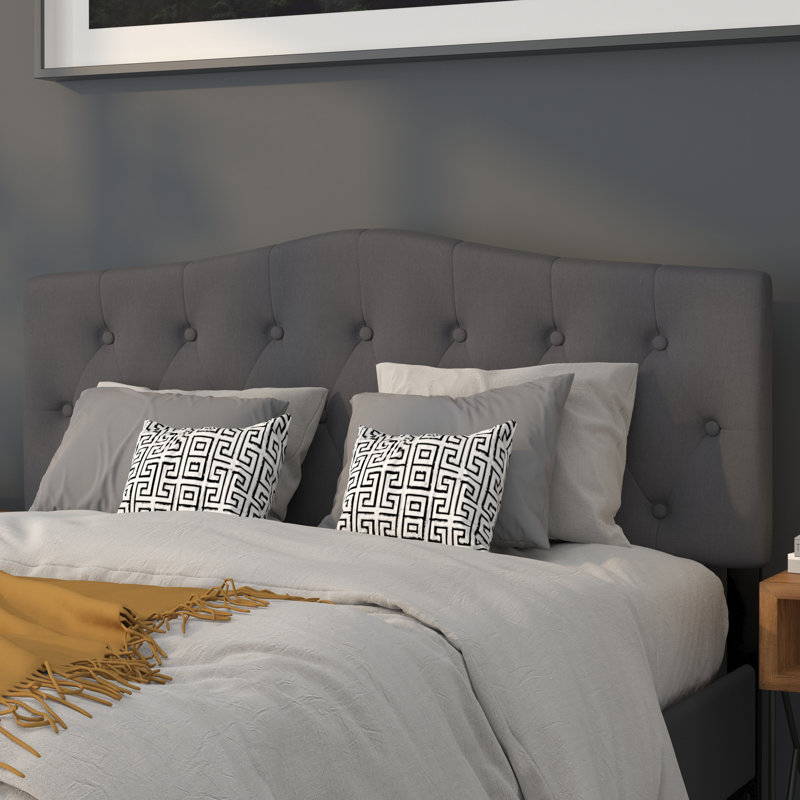 Ciriaca Arched Button Tufted Upholstered Headboard, Dark Gray, Queen