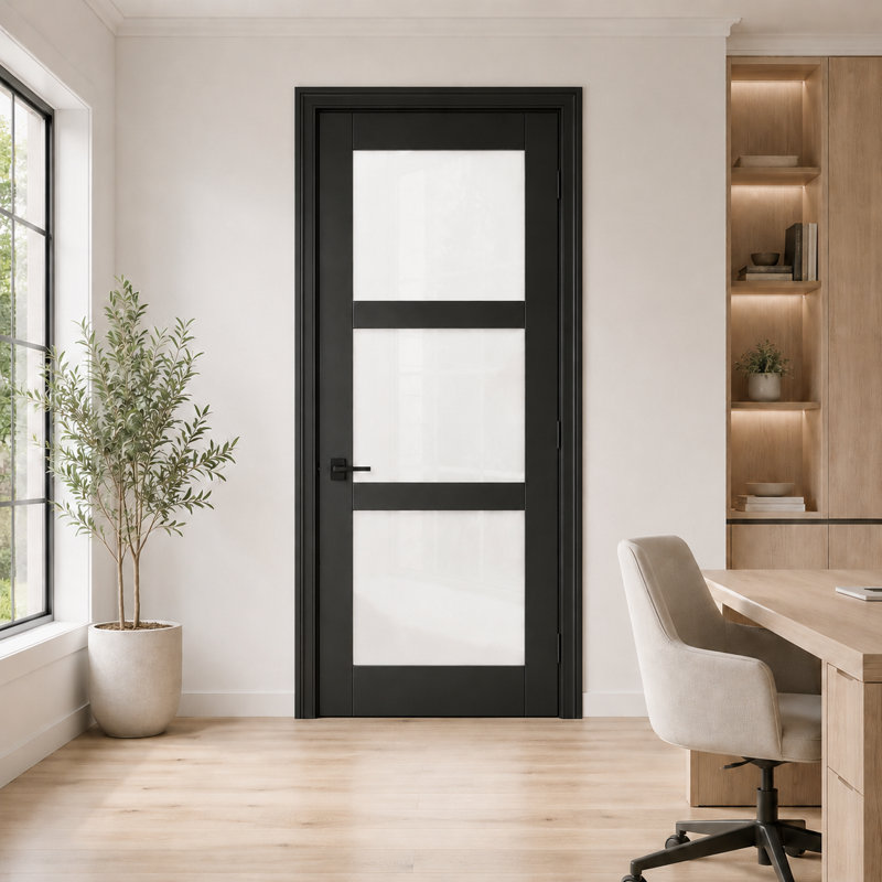 Porte de garde-manger intérieure en verre givré pour portes françaises, 28 po x 80 po