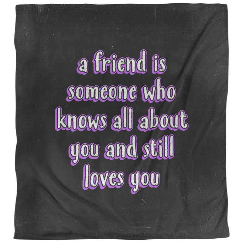 Housse de couette Love and Friendship Quote, Housse de couette pour grand lit, Noir / mauve