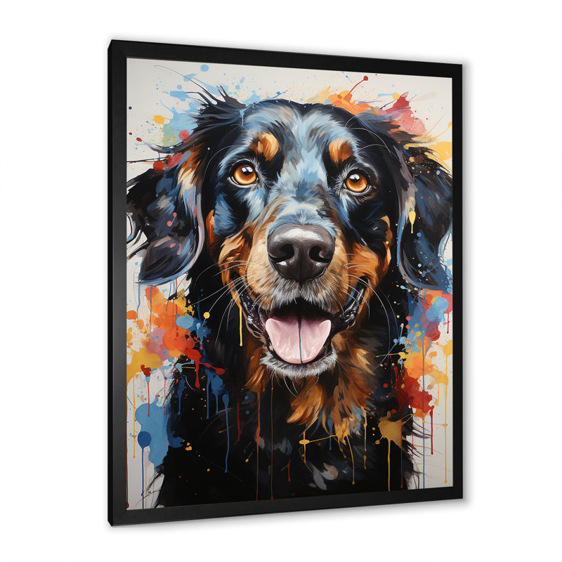 Dachshund Delight IV sur toile, H 40 po x l 30 po x P 1,5 po, Cadre simple noir