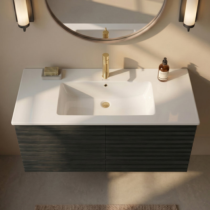 Comptoir de meuble-lavabo 48 po blanc brillant, Blanc lustré