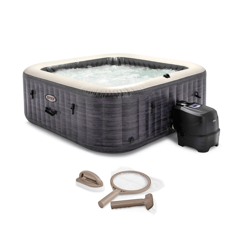 Intex PureSpa Plus Inflatable Square Hot Tub Spa with LED Light