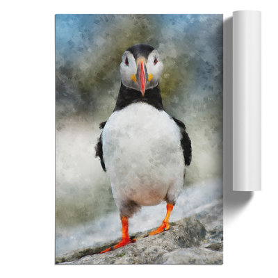 Atlantic Puffin Birds Painting - Frameless Print