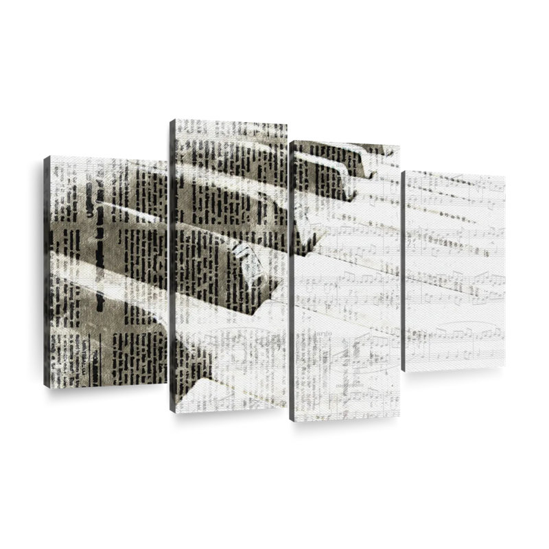 Notes de piano 4 pièces, H 54 po x l 84 po x P 1,25 po