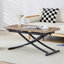 Modern Minimalist Multifunctional Lifting Table, With A 0.8-Inch Wood Grain Process Sticker Desktop And Black Metal Legs, Can Be Used As A Dressing Table, Coffee Table, Dining Table, And Office Table