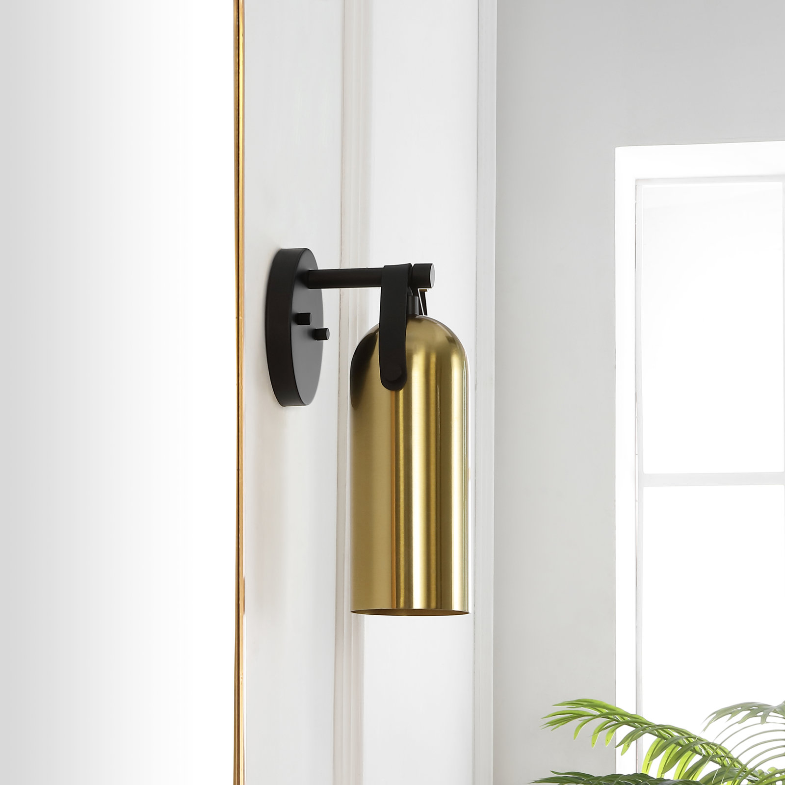 Caniah Single Light Dimmable Armed Sconce, Gold/Black