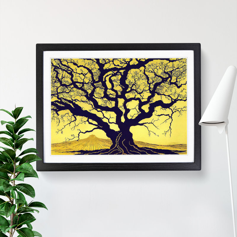 Enchanting Oak Tree - Single Picture Frame Print, 46cm H x 64cm W x 2cm D, Black Framed