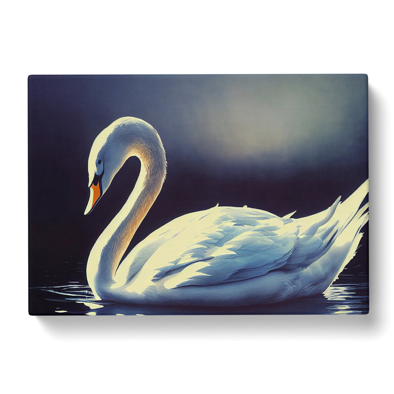 Luminous Swan - Wrapped Canvas, 35cm H x 50cm W x 3cm D