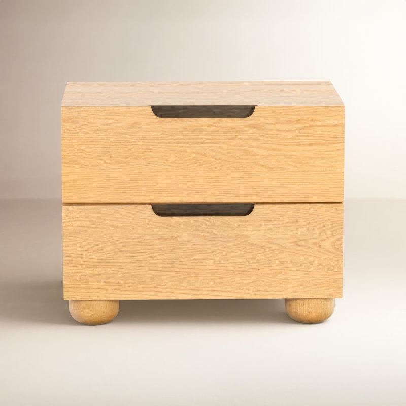 Estelle Beethoven Wood 2 Drawer 28" Nightstand, Natural
