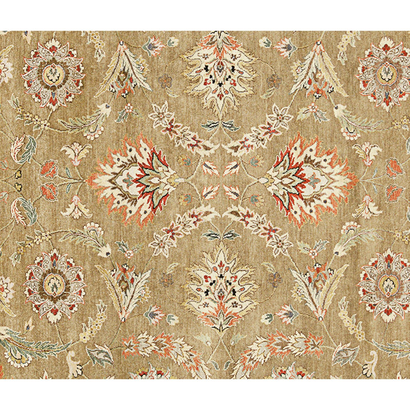 Tapis brun et crème noué à la main de haute qualité