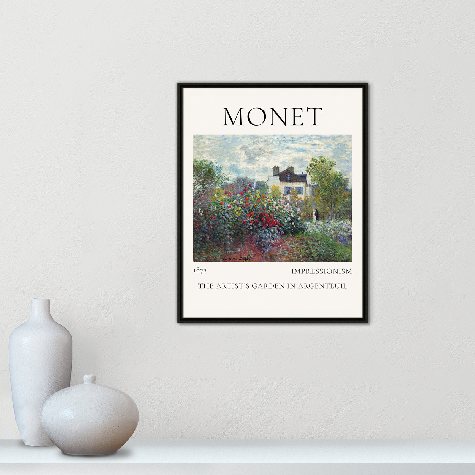 Old Masters Collection "Artists Garden in Argenteuil" Print, Espresso Floater Frame, No, 29.5" H x 23.5" W x 2" D