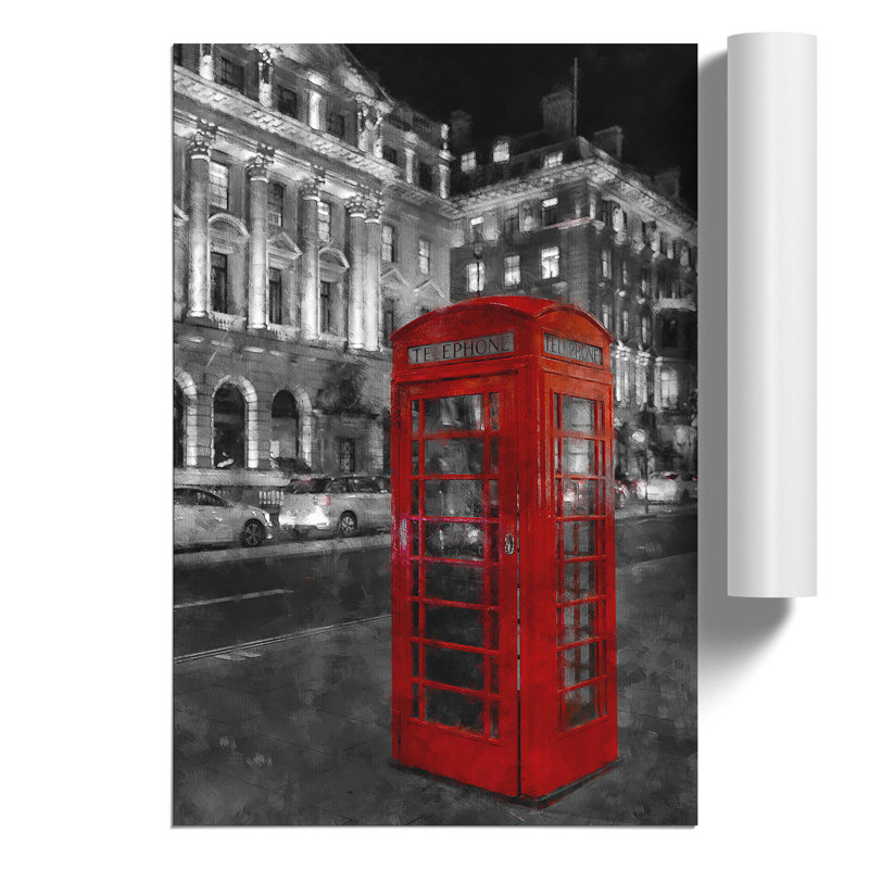 Red Telephone Box - No Frame Print, 30cm H x 21cm W x 0.1cm D
