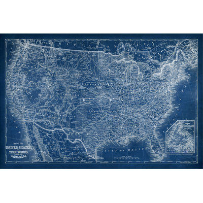 «US Map Blueprint», impression sur toile