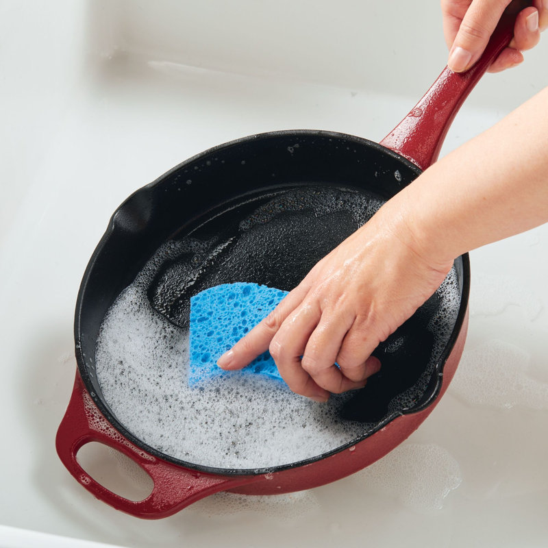 Rachael Ray NITRO Cast Iron Frying Pan / Skillet, Induction-suitable, Red, 10" W