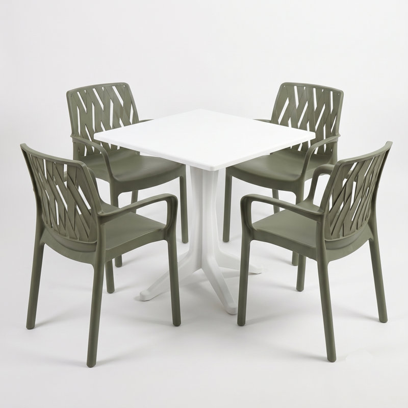 Plastic Patio Dining Set Table,, White