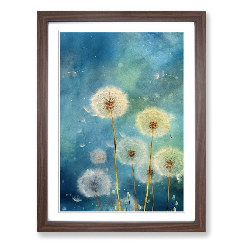 Dandelion Orphism - Single Picture Frame Print on Wood, Walnut Framed, 46cm H x 34cm W