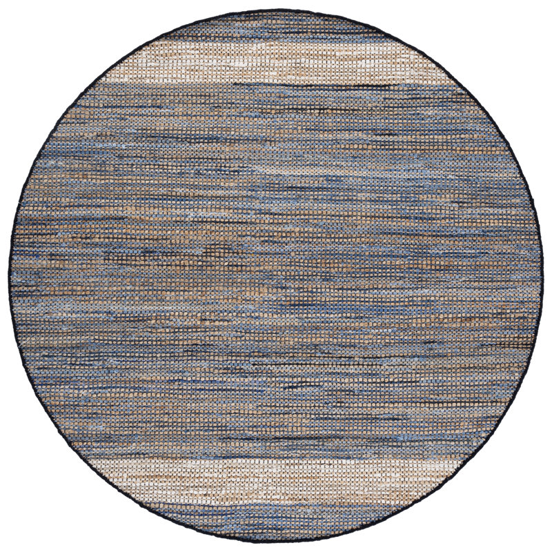 Cape Cod 153 Hand Woven Denim/Jute/Cotton Rug in Light Blue, Round 6'