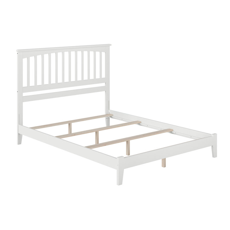 Abingt Solid Wood Foundation Bed , Queen, White