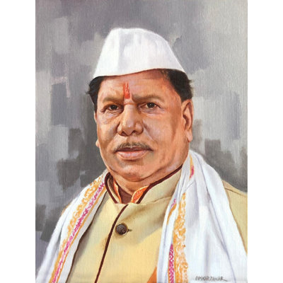 Beautiful Portrait Of Man With Nehru Cap | Oil On Canvas | By Omkar Ashok Pawar
