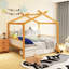 Structure de lit double en bois avec deux tiroirs et une bibliothèque pour les enfants ou la chambre d'amis
