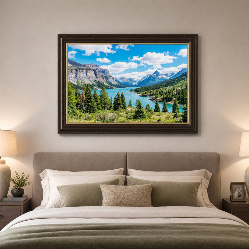 Tableau sur toile représentant le lac Turquoise Mountain et une forêt de pins, 16"H x 24"W