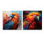 «Parrots Colorful Encounters» - ensemble de 2 peintures murales en acrylique-74132767
