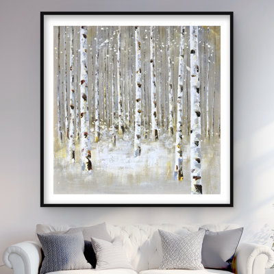 Birch Forest by Winter - Framed Matted Print for Home Decor