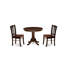L'ensemble 3 pièces de table et chaises de cuisine comprend une table de salle à manger ronde avec piédestal et 2 chaises en bois massif, noir et cerisier-1715758401-1715758402-1715758403