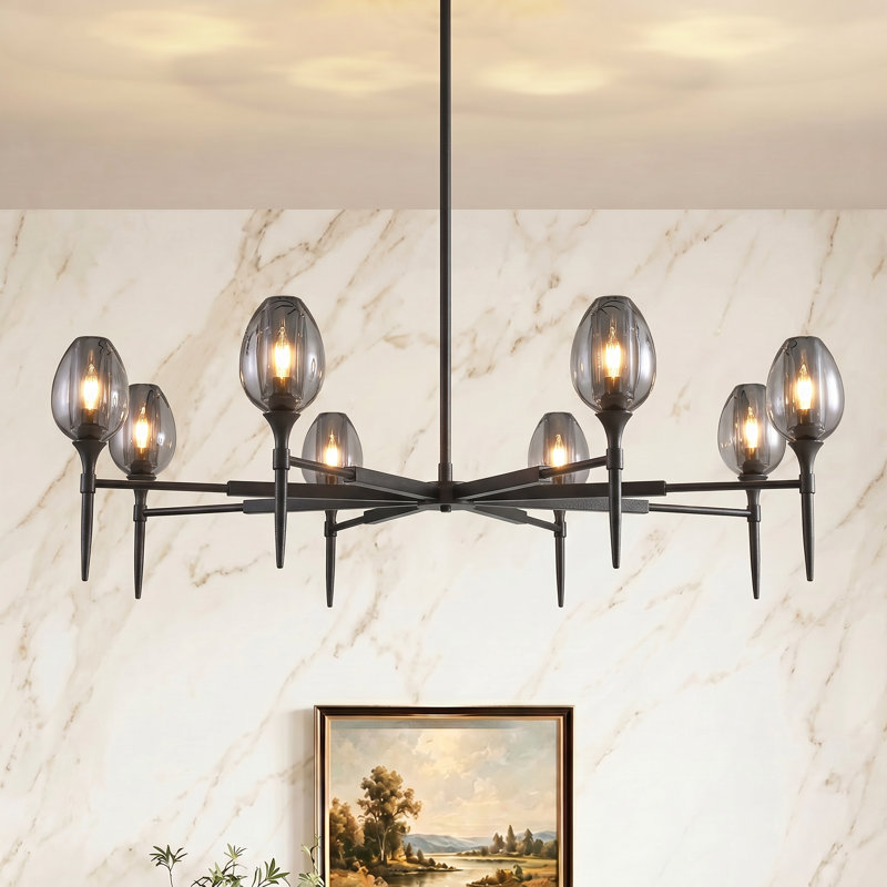 Michah 53.5" 8 - Light Tulip-shaped Modern Dimmable Chandelier with Glass Shade