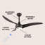 Ventilateur de plafond à 52 pales 52 po avec télécommande et ensemble d'éclairage inclus Coleigh-959742681
