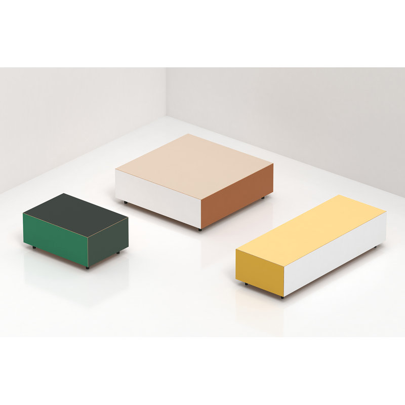 Bloc Coffee Table, Yellow/White, Yellow, 11" H  x 33" L x 33" W