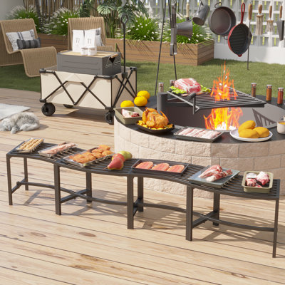 Khirsten Metal Outdoor Bench (Set of 4)