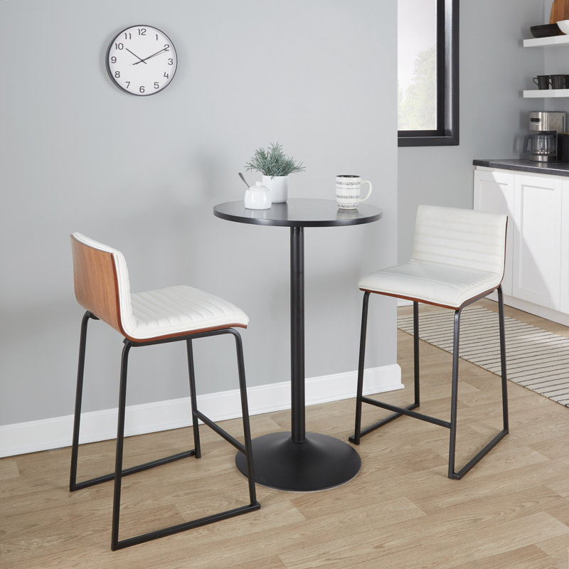 Tabouret de bar et de comptoir Chattahoochee, Tabouret de comptoir (siège d'une hauteur de 25,7, Cuir blanc / cadre noir