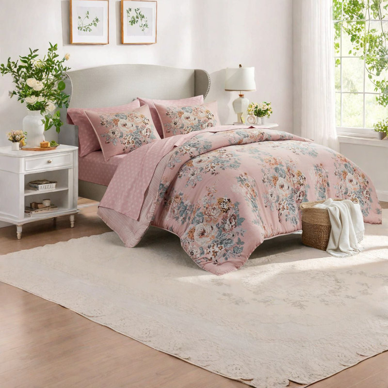 Ensembles de literie élégants à motif floral rétro, lit simple TG, édredon en microfibre douce pour toutes les saisons