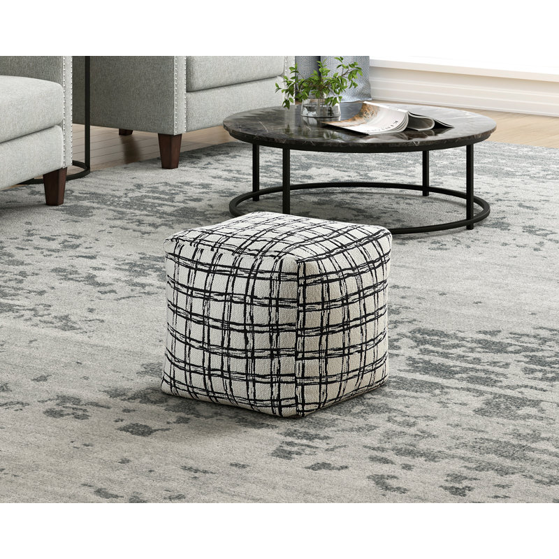 Repose-pieds carré en tissu noir et blanc tapissé, pouf de sol antidérapant, fauteuil à billes, repose-pieds 1pc