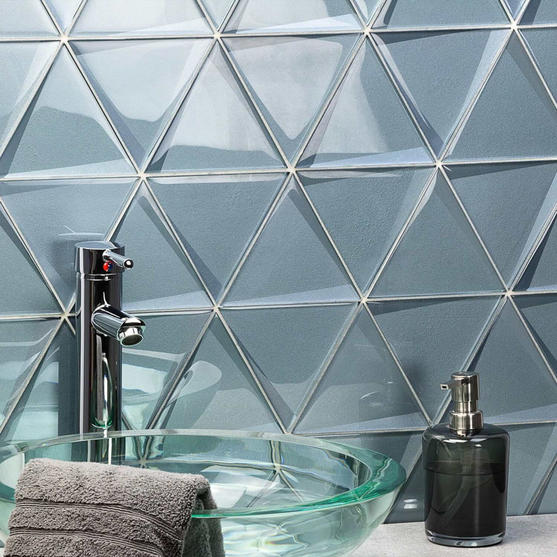 Remington 6” Triangle 3D Glass Mosaic Tile, Bronze