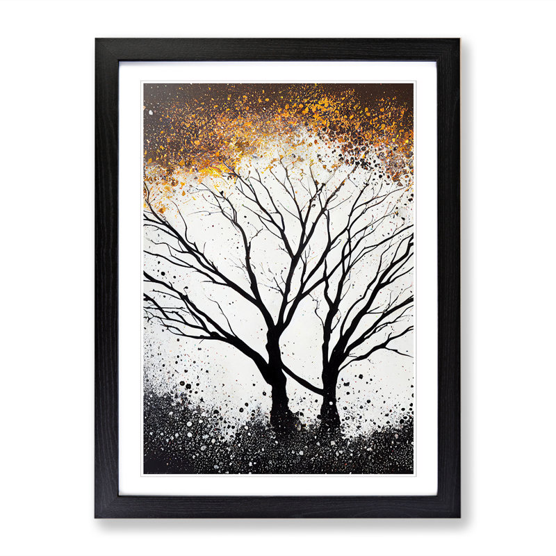 Donica Oak Tree Paint Splatter Vol.2 - Picture Frame Print, Black, 64cm H x 46cm W