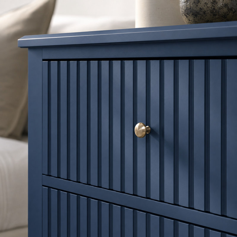Commode 3 tiroirs 32 "avec façades cannelées, Blue