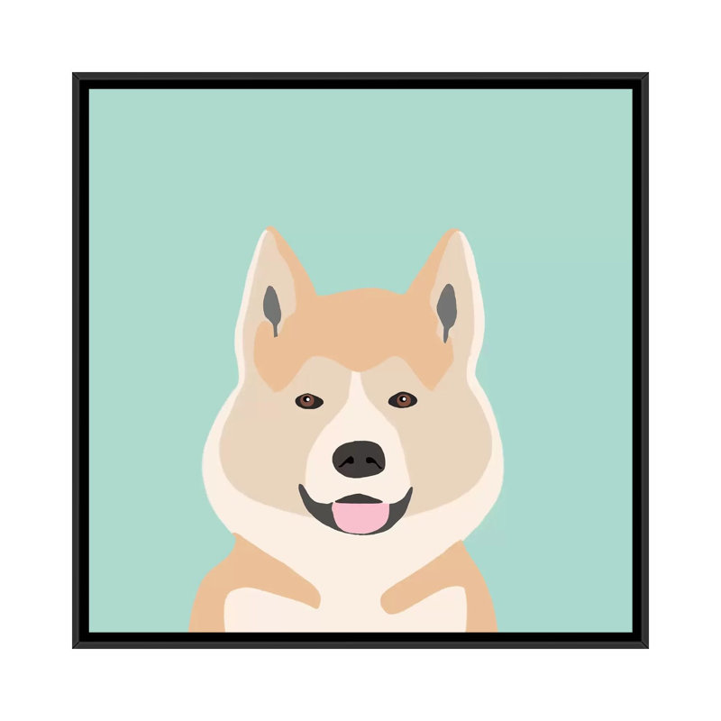 Akita, impression sur toile tendue, H 18 po x l 18 po x P 1,5 po, Toile avec cadre noir, Pas de tapis