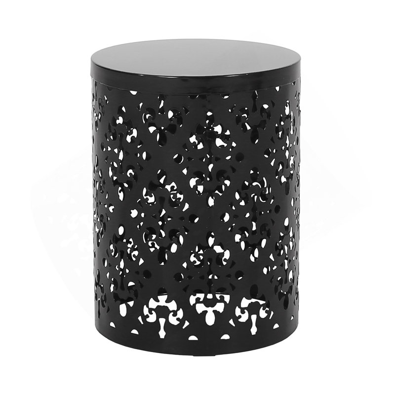 Modern Metal End Table With Elegant Iron Cut Design And Durable Powder-Coated Frame, Perfect For Contemporary Spaces., Black