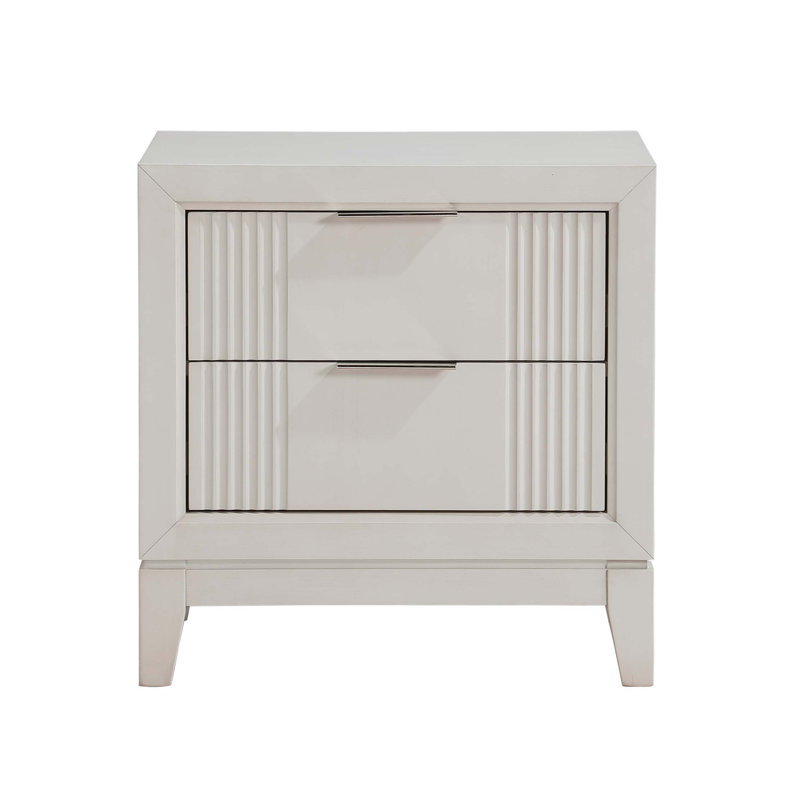 Table de chevet 1Pc avec 2 tiroirs, meubles de chambre à coucher modernes, façades en roseaux, armoire de chevet avec tiroirs