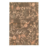 Hand Knotted Area Rug in Brown And Rose