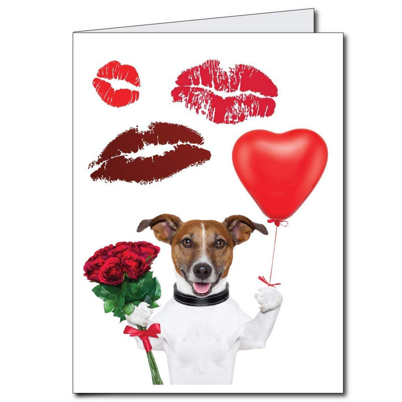 Carte de chien géant avec bisous pour la Saint-Valentin