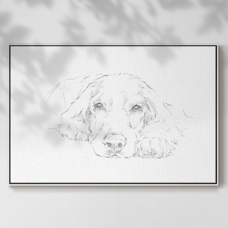 Lazy Dog II, H 17 po x l 25 po x P 2 po, Toile avec cadre blanc, Pas de tapis