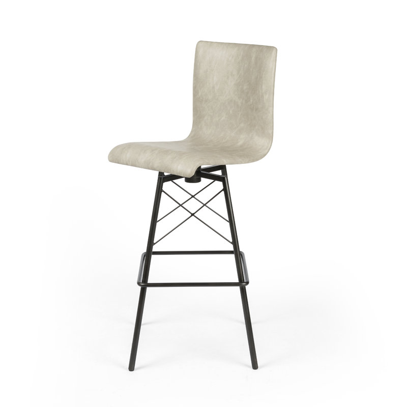 Diaw Swivel Upholstered Stool with Metal Frame, Sonoma Butterscotch Top Grain Leather, Bar Stool (30.25" Seat Height)