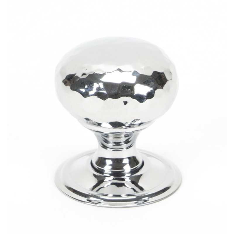 Hammered Mushroom 32mm Diameter Knob, Polished Chrome