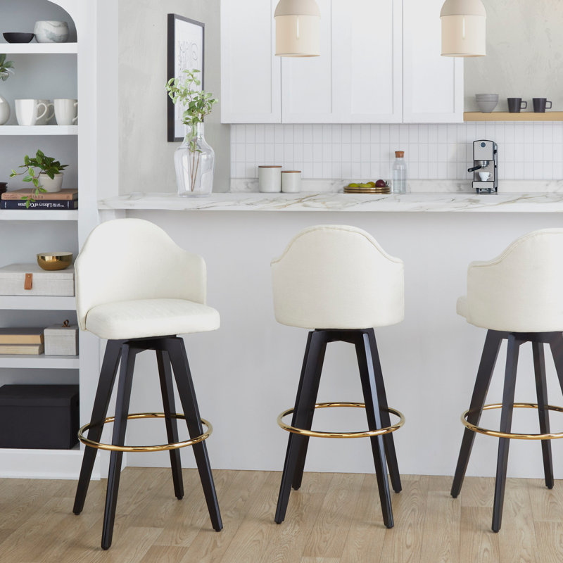 Fixed-Height Barstool with Swivel, White
