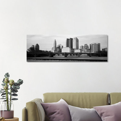 Columbus Skyline Cityscape - Wrapped Canvas Panoramic Print